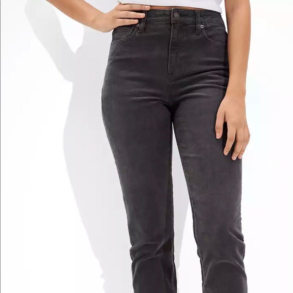 American Eagle Grey Corduroy Mom Jean